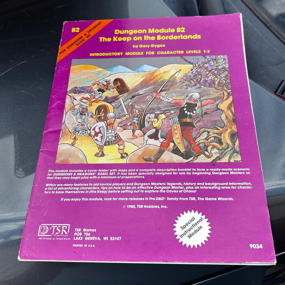 1980 TSR Dungeons & Dragons B2 The Keep on Borderlands Gary Gygax Module 9034